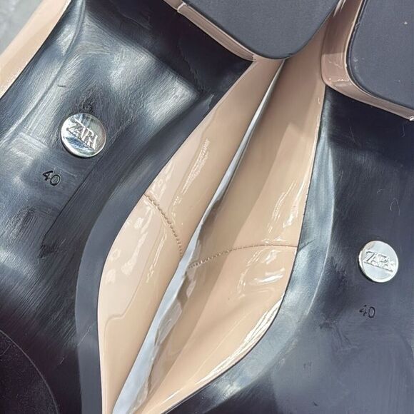 (A2) Zara Beige/Tan Multi Strap Square Toe Patent Leather Mary Jane Shoes,US40/9 - Picture 13 of 13